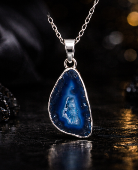 Brocken Stone Agate (Blue) Pendant-SP  Artificial