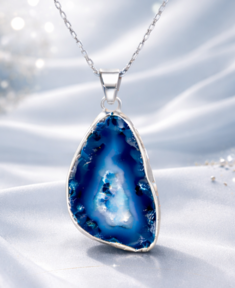 Brocken Stone Agate (Blue) Pendant-SP  Artificial