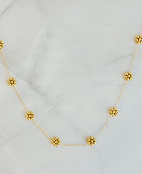 Dainty Golden Bead Flower Necklace