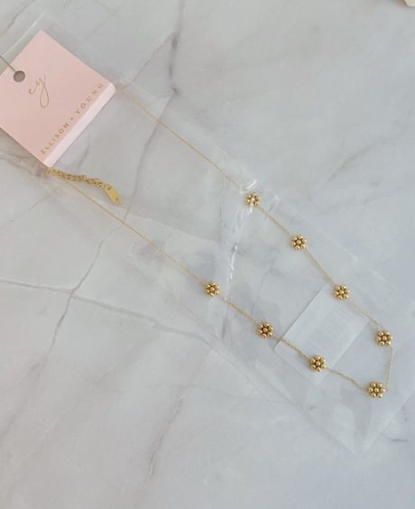 Dainty Golden Bead Flower Necklace