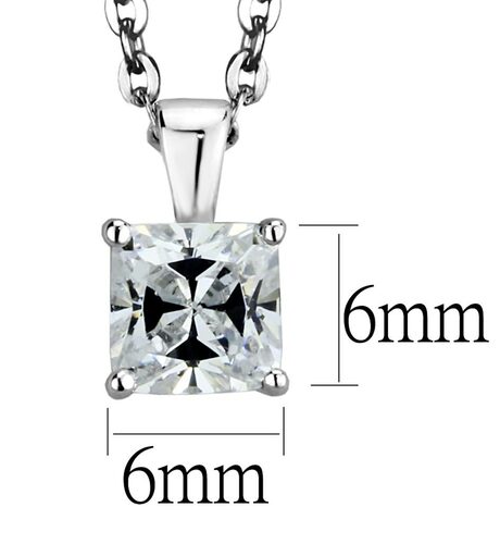 LOS893 - Rhodium 925 Sterling Silver Chain Pendant with AAA Grade CZ