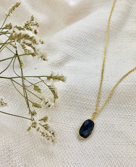 Black Quartz Pendant Necklace