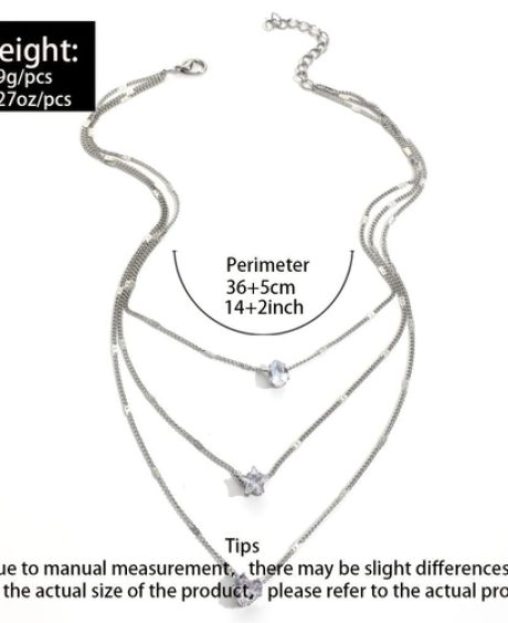 Zircon Necklace Multi-layer Five-pointed Star Love Water Drop Pendant