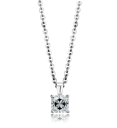 LOS893 - Rhodium 925 Sterling Silver Chain Pendant with AAA Grade CZ
