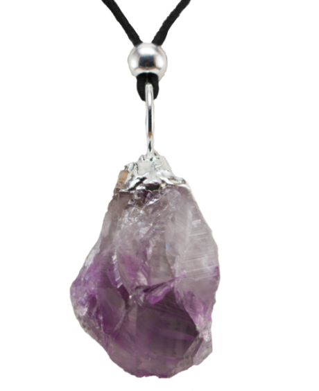 Amethyst Point with Leather Necklace