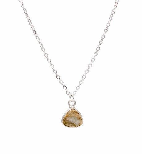 Labradorite Trillion Pendant Silver Necklace