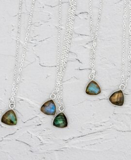Labradorite Trillion Pendant Silver Necklace