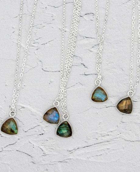 Labradorite Trillion Pendant Silver Necklace
